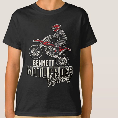 Custom NAME Dirt Bike Rider Motocross Racing T_Shirt