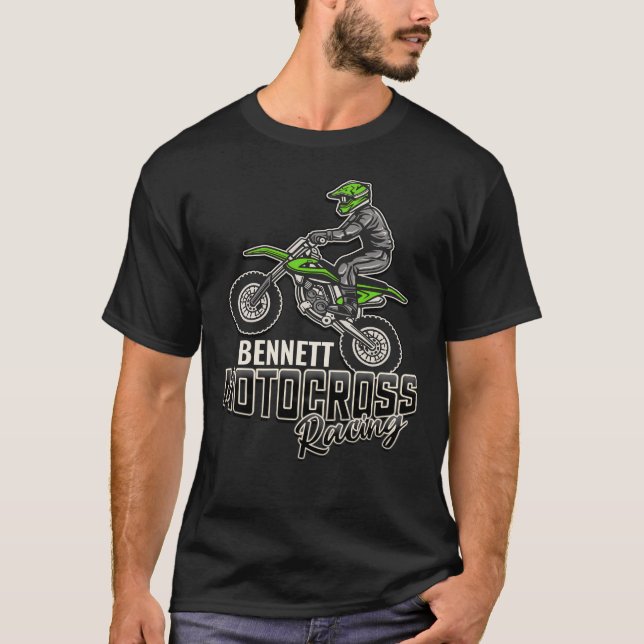 Custom NAME Dirt Bike Rider Motocross Racing T-Shirt (Front)