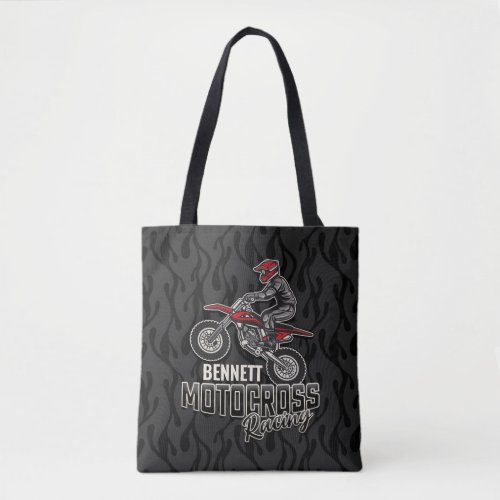 Custom NAME Dirt Bike Rider Motocross Racing Tote Bag