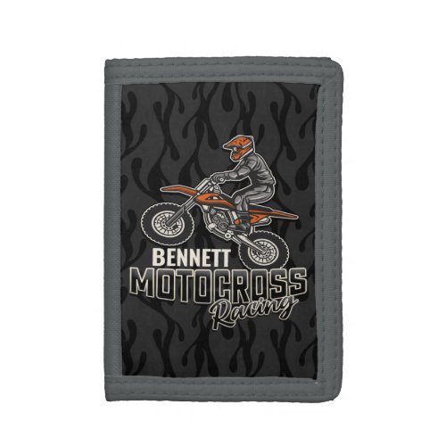 Custom NAME Dirt Bike Rider Motocross Racing  Trifold Wallet