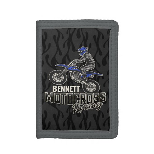 Custom NAME Dirt Bike Rider Motocross Racing Trifold Wallet