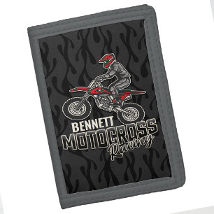 Custom NAME Dirt Bike Rider Motocross Racing Trifold Wallet