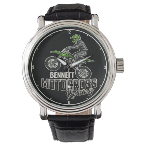 Custom NAME Dirt Bike Rider Motocross Racing Watch