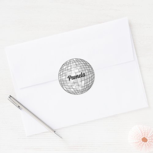 Custom Name Disco Ball Classic Round Sticker