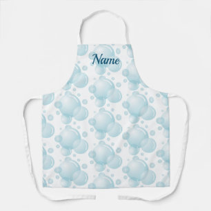 Custom name dish washing soap bubble print kitchen apron