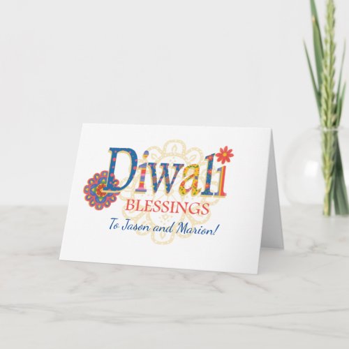 Custom Name Diwali Blessings with Rangolis Card