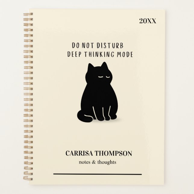 Custom Name Do Not Disturb Deep Thinking Mode Cat Planner (Front)