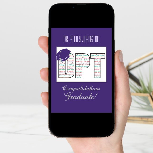 Custom Name Doctor Physical Therapy Graduation Card (Front Digital)