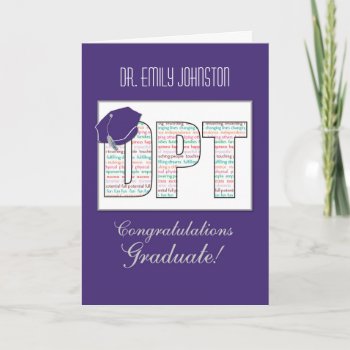 Custom Name Doctor Physical Therapy Graduation Card by sandrarosecreations at Zazzle