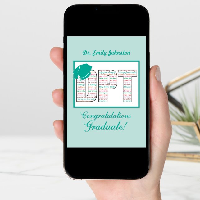 Custom Name Doctor Physical Therapy Graduation DPT Card (Front Digital)