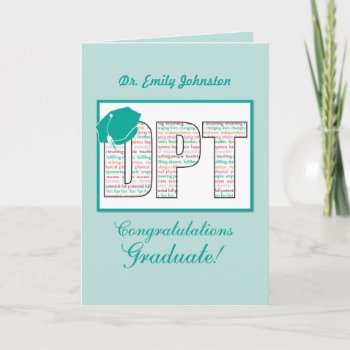 Custom Name Doctor Physical Therapy Graduation Dpt Card by sandrarosecreations at Zazzle