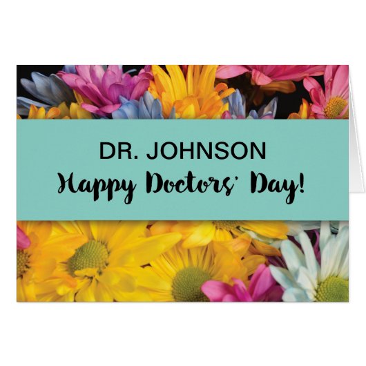 Custom Name Doctors' Day Thanks Gerbera Daisies Cards (Front Horizontal)