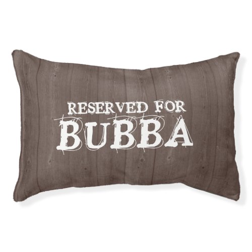 Custom name dog bed pet pillow with wood print