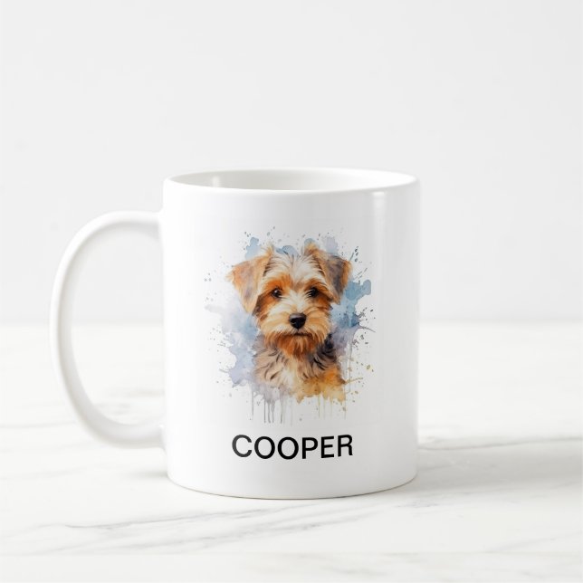 Custom Name Dog Watercolor-Style Coffee Mug (Left)