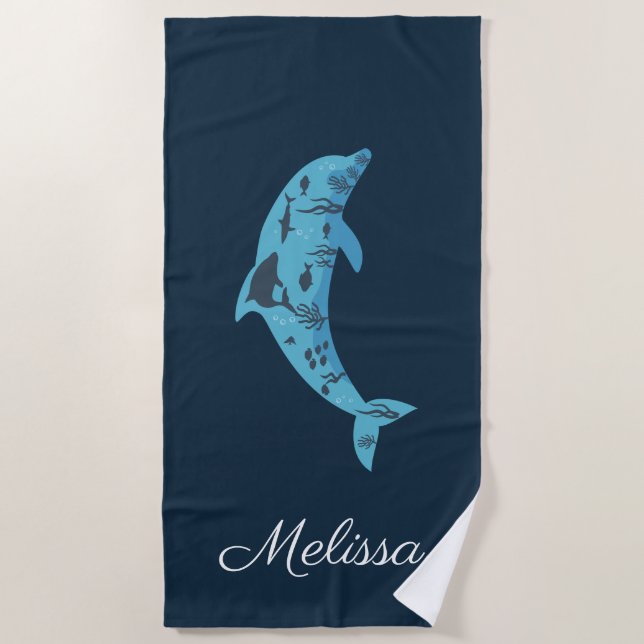 custom name dolphin beach towel (Front)