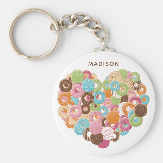 Custom name Donut Lover key chains (Front)