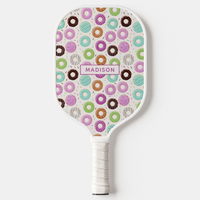 Custom name Donut Pattern Pickleball Paddle (Front)