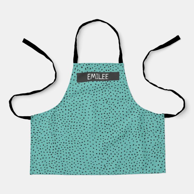 Custom Name Doodle Dots All-Over Print Apron (Front)