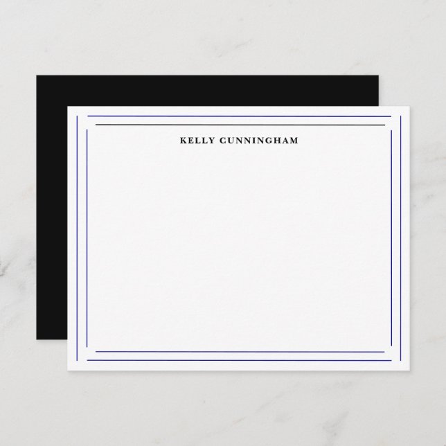 Custom Name Double Border–Professional Stationery Note Card (Front/Back)