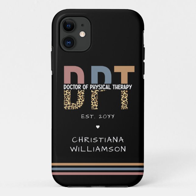 Custom Name DPT Doctor of Physical Therapy Cheetah Case-Mate iPhone Case (Back)