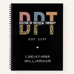 Custom Name DPT Doctor of Physical Therapy Cheetah Notebook