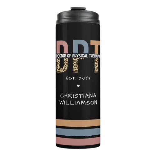 Custom Name DPT Doctor of Physical Therapy Cheetah Thermal Tumbler