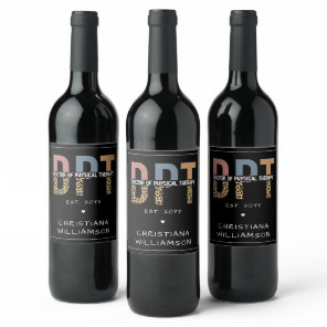 Custom Name DPT Doctor of Physical Therapy Cheetah Wine Label