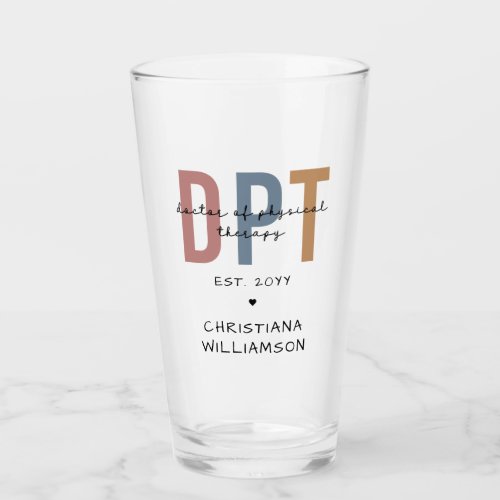 Custom Name DPT Doctor of Physical Therapy Glass