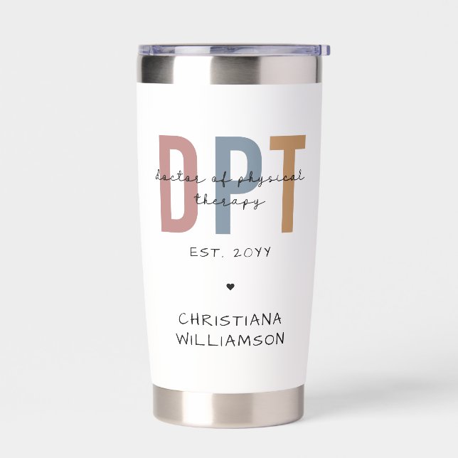 Custom Name DPT Doctor of Physical Therapy Insulated Tumbler (Left)