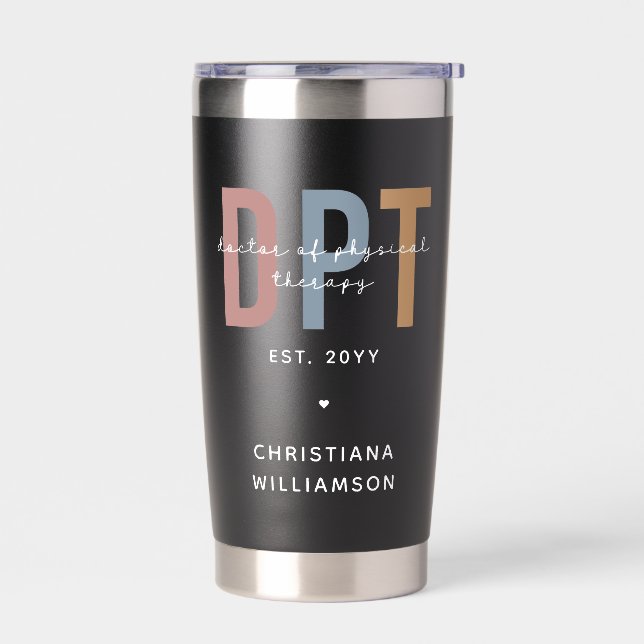 Custom Name DPT Doctor of Physical Therapy Insulated Tumbler (Left)