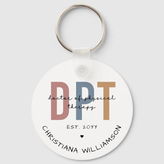 Custom Name DPT Doctor of Physical Therapy Keychain (Front)
