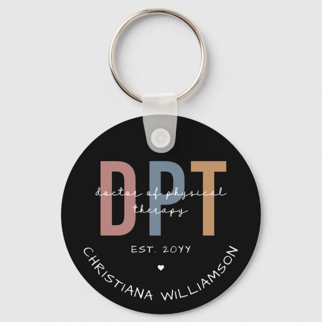Custom Name DPT Doctor of Physical Therapy Keychain (Front)