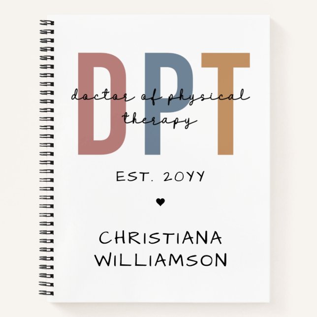 Custom Name DPT Doctor of Physical Therapy Notebook (Front)
