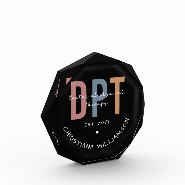 Custom Name DPT Doctor of Physical Therapy Photo Block (Left)