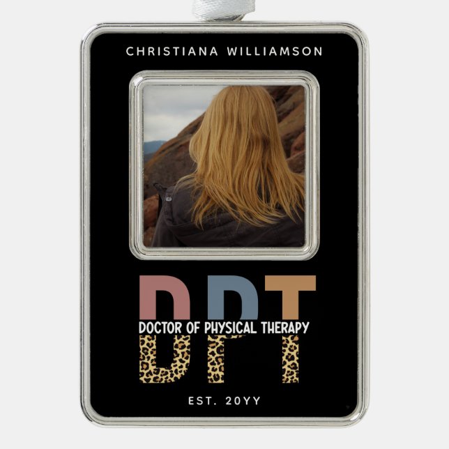 Custom Name DPT Doctor of Physical Therapy Photo Christmas Ornament (Front)