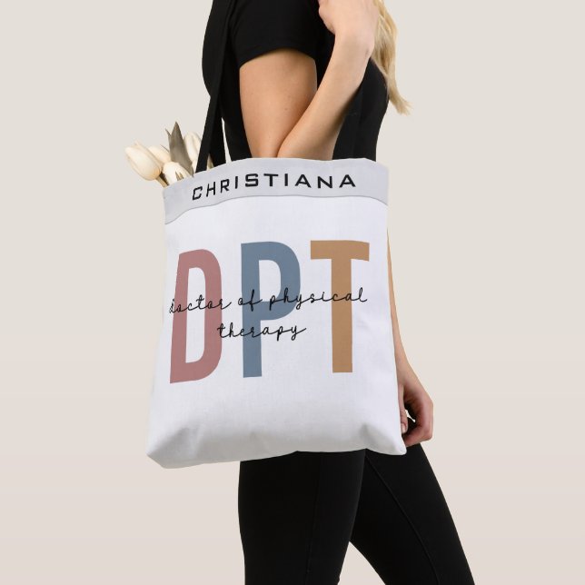 Custom Name DPT Doctor of Physical Therapy  Tote Bag (Close Up)