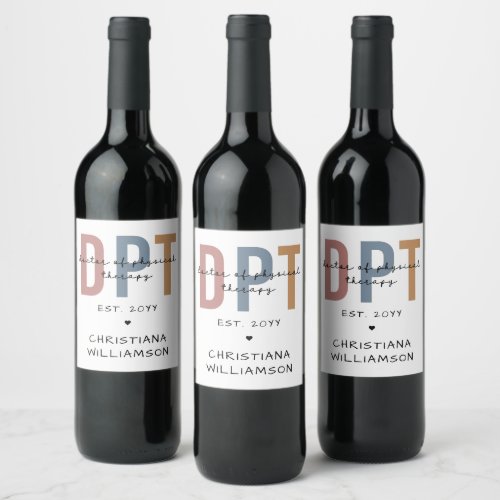 Custom Name DPT Doctor of Physical Therapy Wine Label