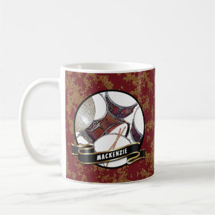 Custom Name Drummer Christmas Drum Kit Music Mug