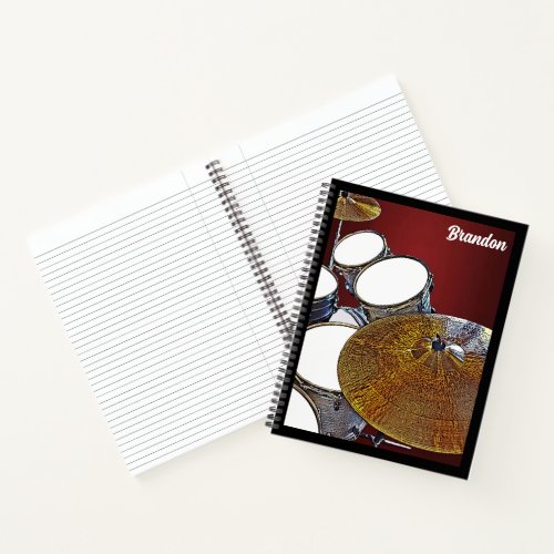 Custom Name Drummer Musician Drum Kit Rock  Roll  Notebook