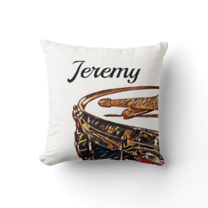 Custom Name Drummer Rock & Roll Musician Drum Throw Pillow