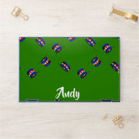 Custom name drums pattern on green HP laptop skin