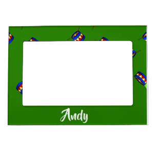 Custom name drums pattern on green magnetic frame
