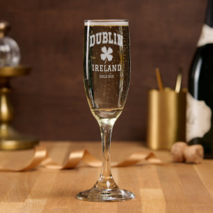 Custom Name Dublin Ireland Champagne Flute