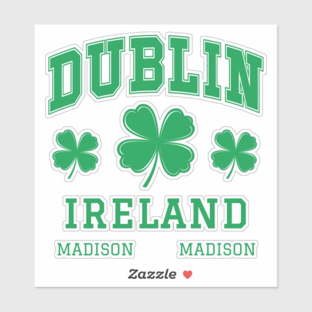 Custom Name Dublin Ireland Sticker (Sheet)
