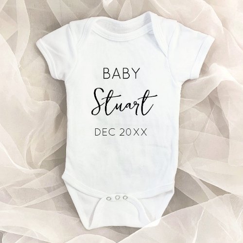 Custom Name Due Date Pregnancy Announcement Reveal Baby Bodysuit