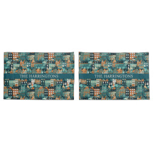 Custom Name Dutch Houses Pattern Pillow Case