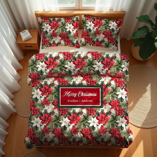 Custom Name Duvet Cover Christmas Wreath Accent (Custom Name Duvet Cover Christmas Wreath Accent)