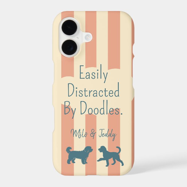 Custom Name Easily Distracted By Doodles Pet Dog iPhone Case (Back)