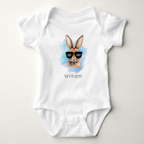 Custom Name Easter Bunny Baby Boy Hip Hop Baby Bodysuit