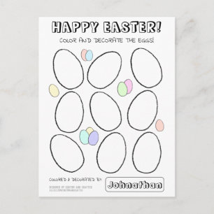 Custom Name Easter Egg Coloring Card for Kids